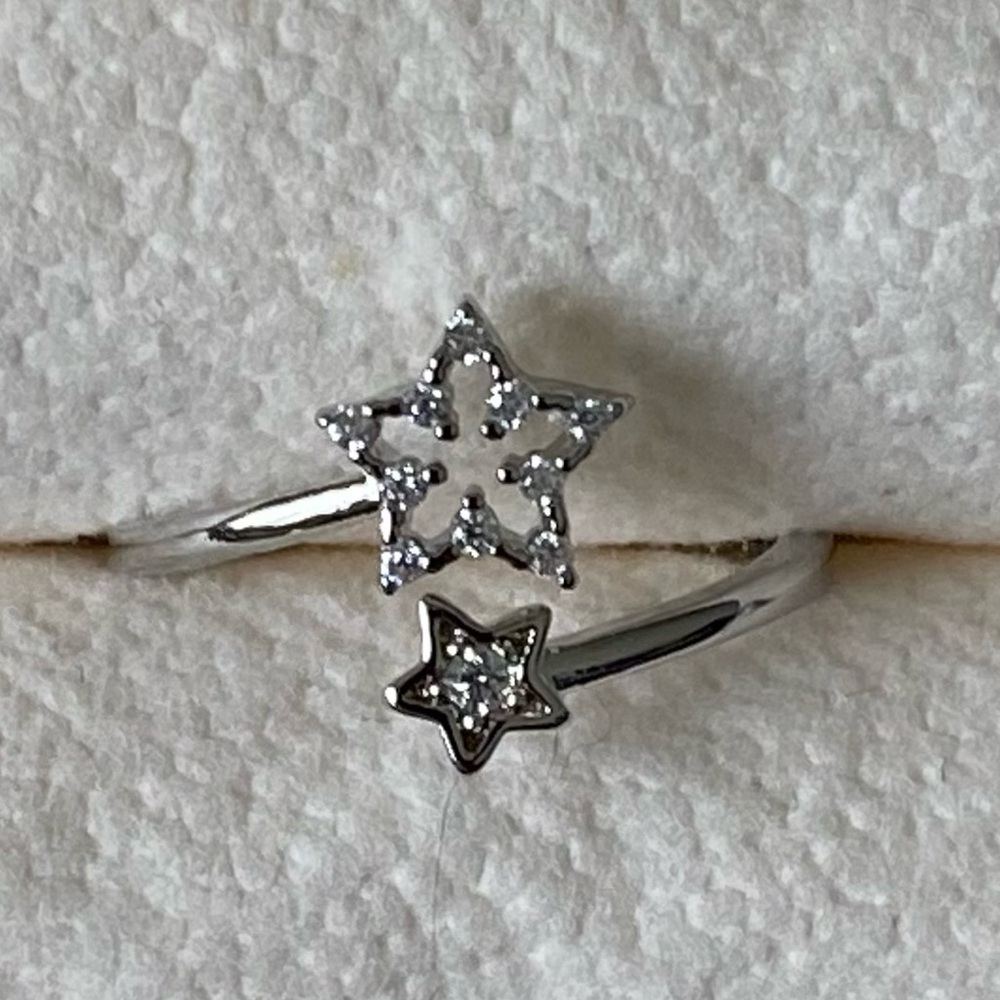925 sterling silver celestial cz star adjustable ring